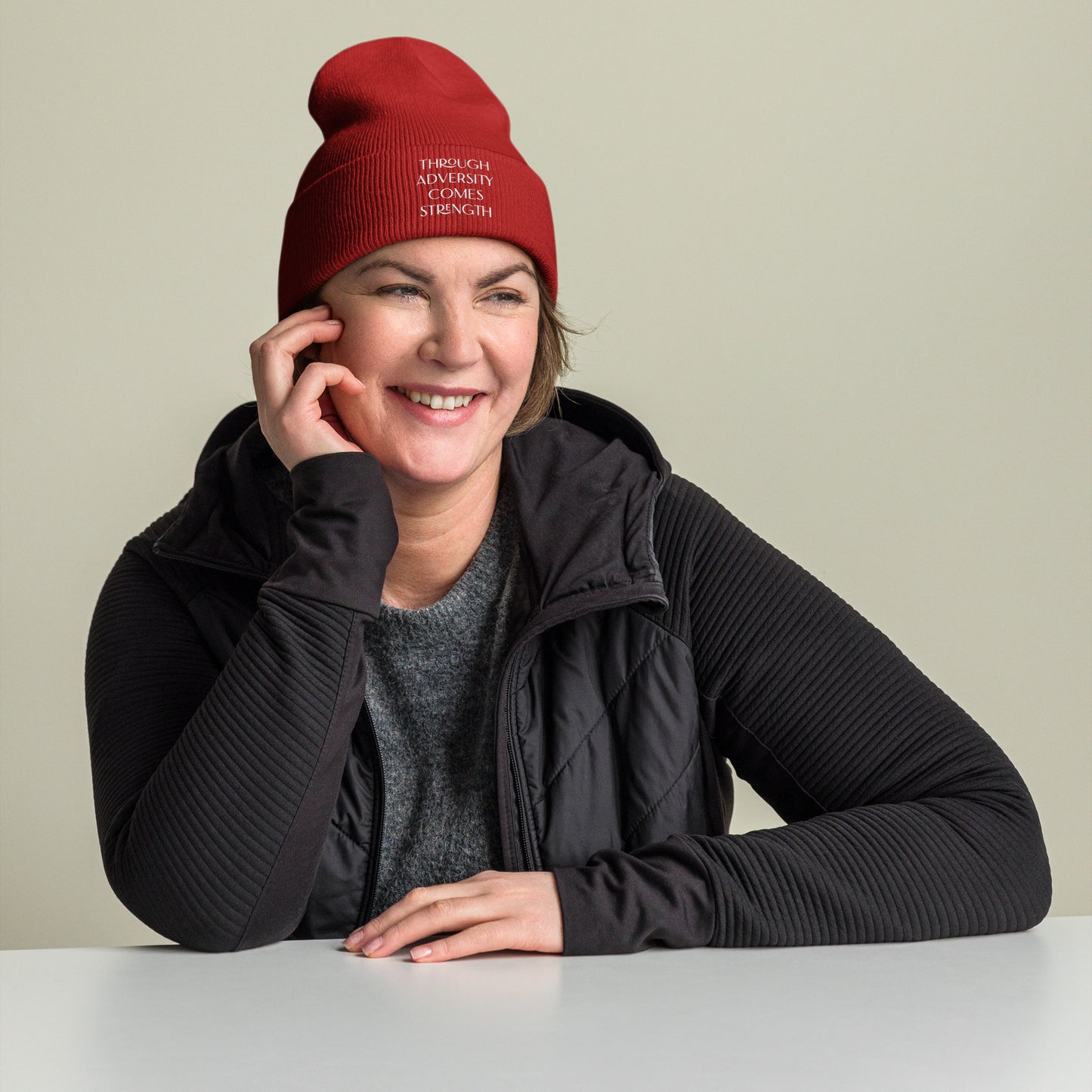 Through Adversity Comes Strength ; Cuffed Beanie