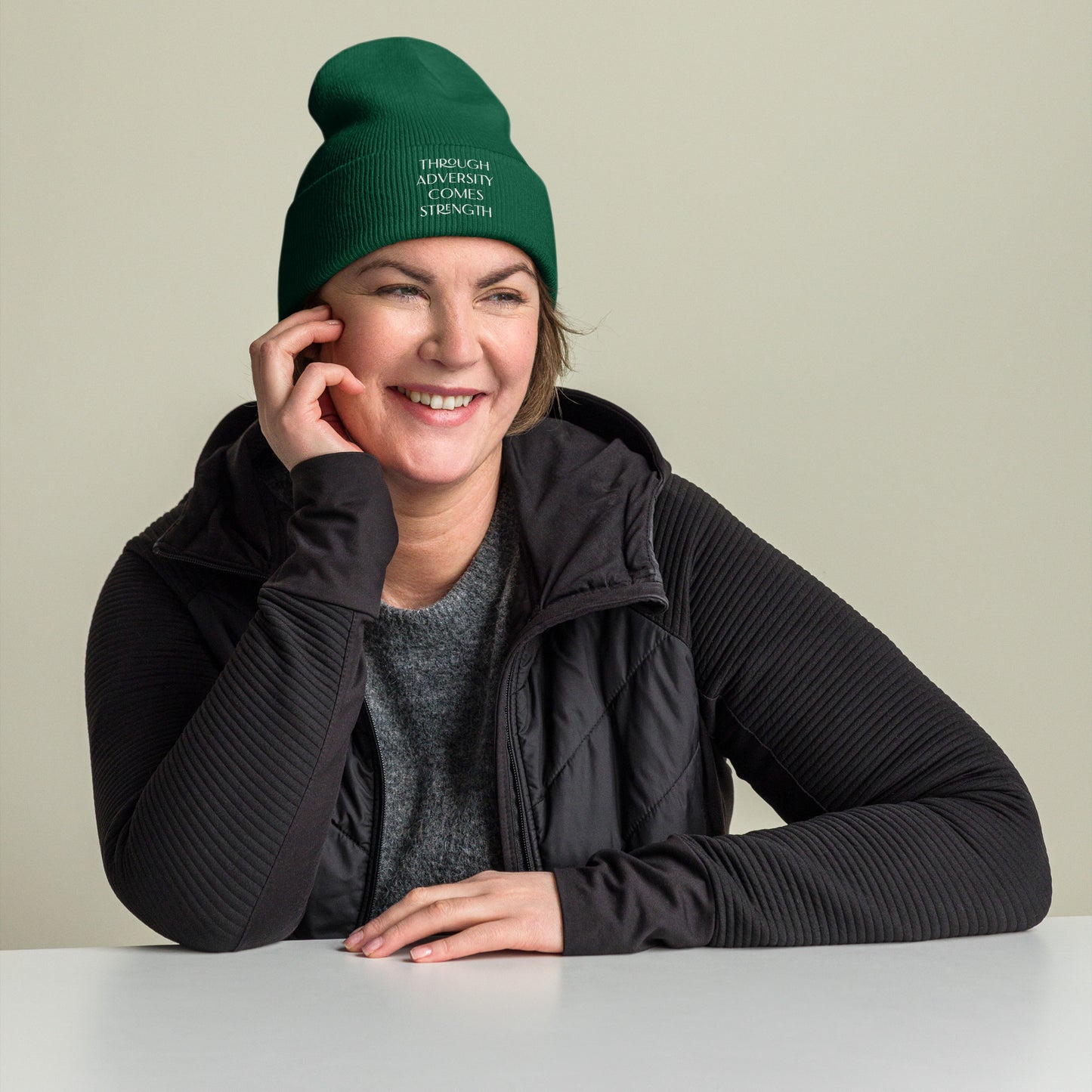 Through Adversity Comes Strength ; Cuffed Beanie
