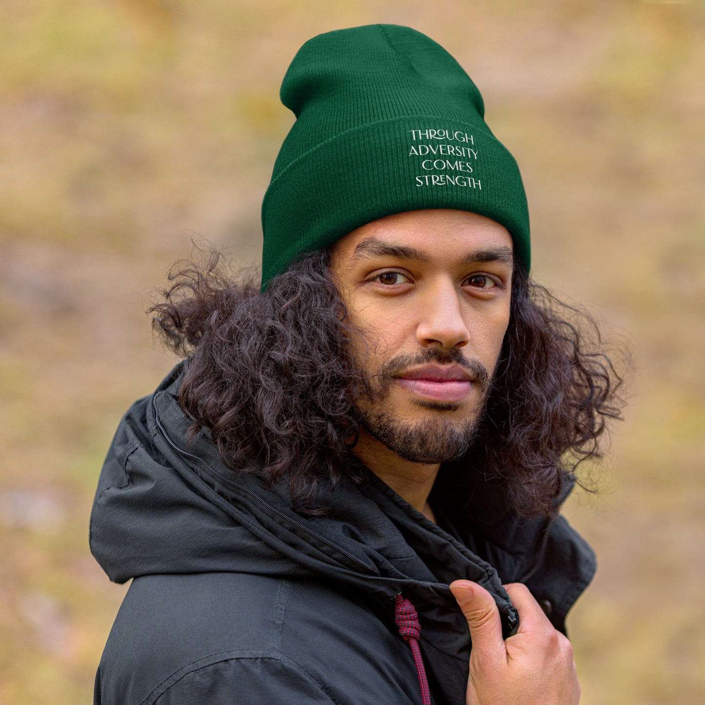 Through Adversity Comes Strength ; Cuffed Beanie