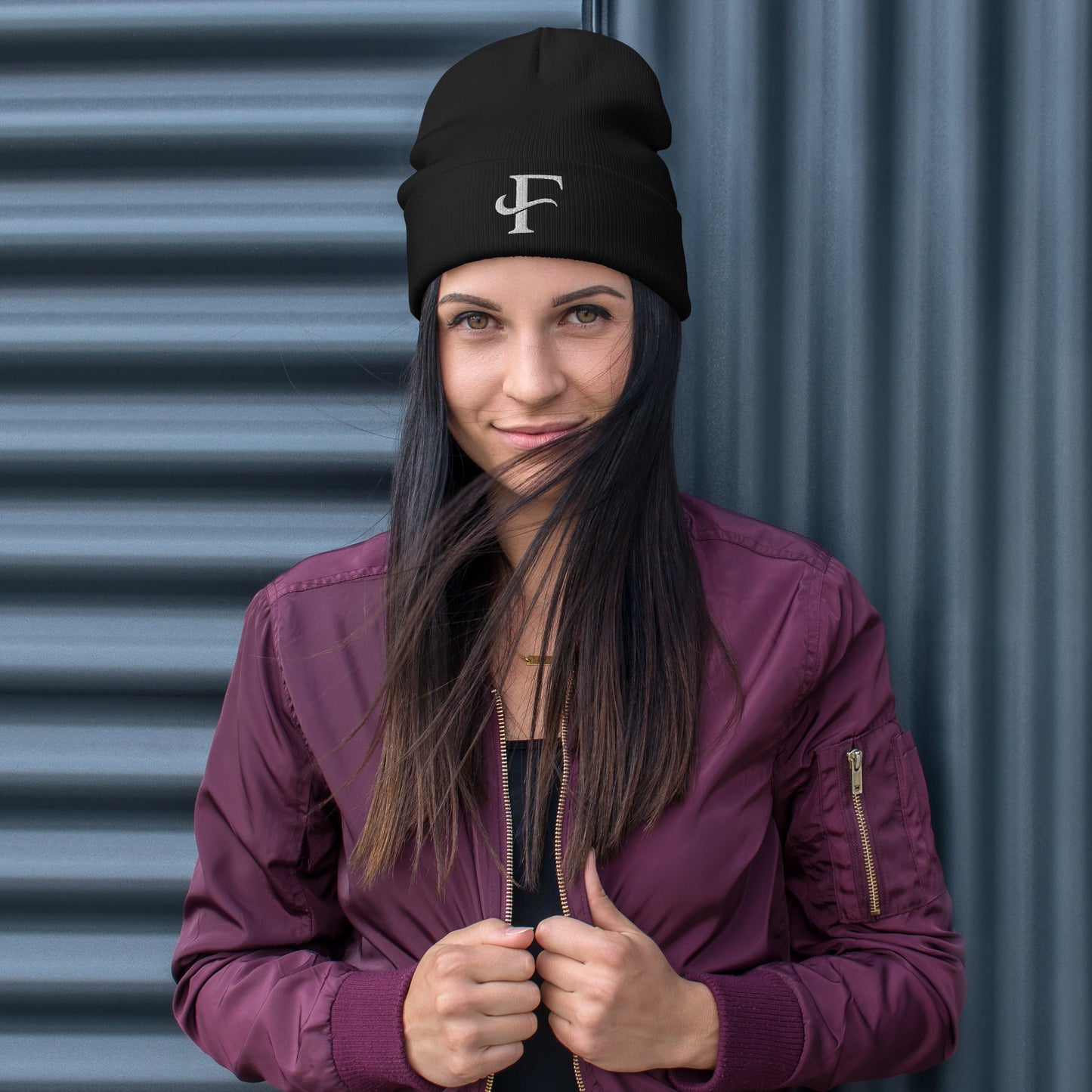 F Embroidered Beanie